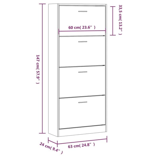 skoskab 63x24x147 cm konstrueret træ sonoma-eg