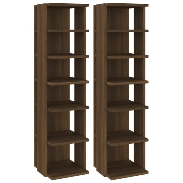 skoreoler 2 stk. 27,5x27x102 cm konstrueret træ brun egetræ