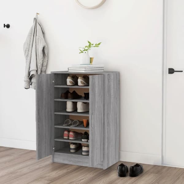 skoskab 60x35x92 cm konstrueret træ grå sonoma-eg