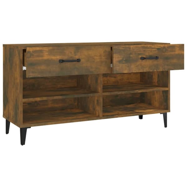 skoreol 102x35x55 cm konstrueret træ røget egetræsfarve