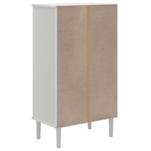 skoskab SENJA 59,5x35x107 cm rattan-look massivt træ hvid