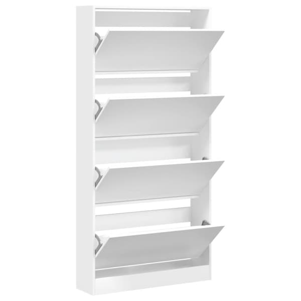 skoskab med 4 vippeskuffer 80x21x163,5 cm hvid