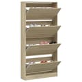 Miniatyrbillede 4 af 10: skoskab med 4 vippeskuffer 80x21x163,5 cm sonoma-eg