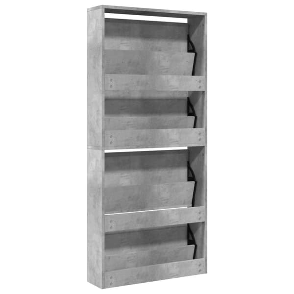 Kenkäkaappi peilillä 4 tasoinen betoninharmaa 63x17x134 cm