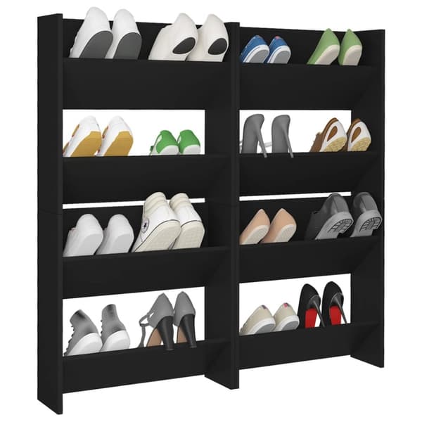 Seinäkenkäkaapit 4 kpl musta 60x18x60 cm lastulevy