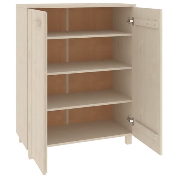 skoskab HAMAR 85x40x108 cm massivt fyrretræ honningbrun