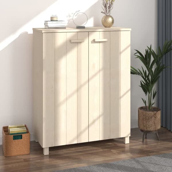 skoskab HAMAR 85x40x108 cm massivt fyrretræ honningbrun