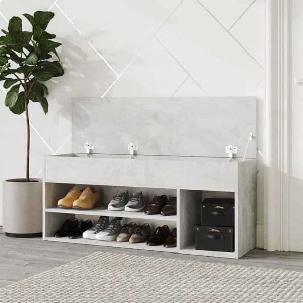 skobænk 105x30x45 cm konstrueret træ betongrå
