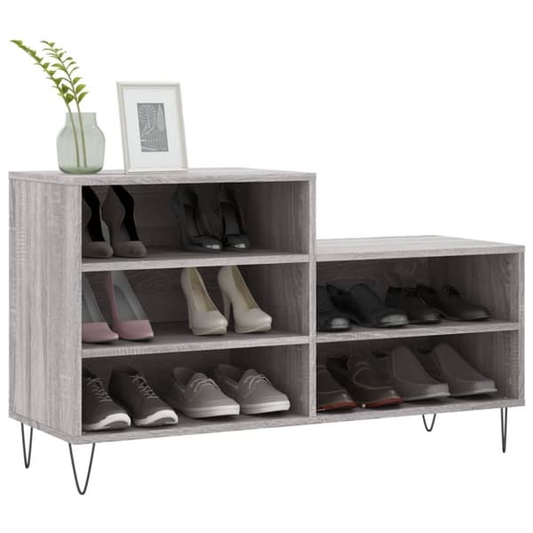 skoskab 102x36x60 cm konstrueret træ grå sonoma-eg
