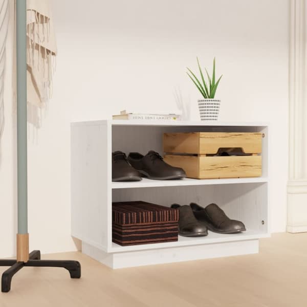 Skoskåp vit 60x34x45 cm massiv furu