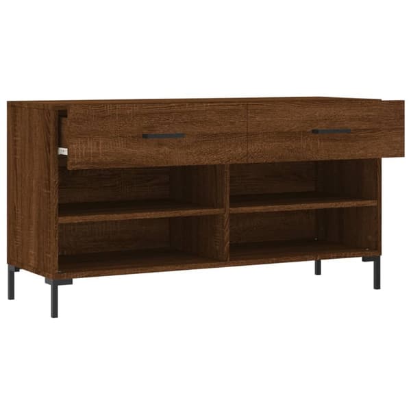 Skobänk brun ek 102x35x55 cm konstruerat trä