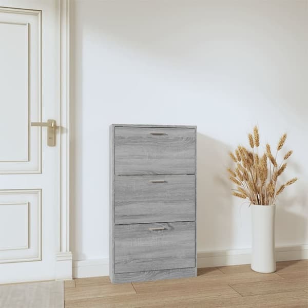 skoskab 59x17x108 cm konstrueret træ grå sonoma-eg