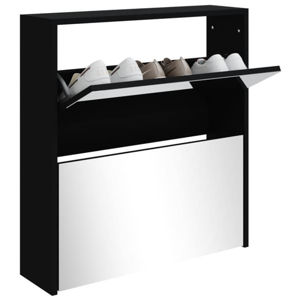 Skoskåp med 2 skåp svart 63x17x67 cm