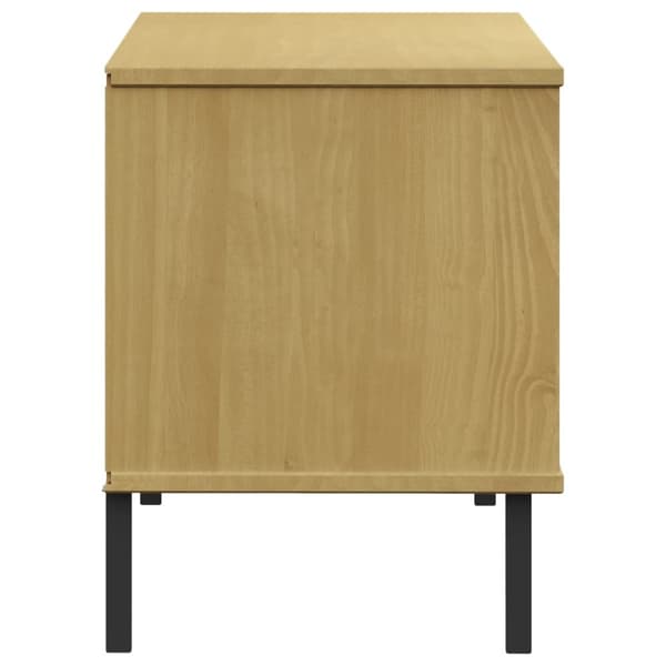 skoreol med metalben OSLO 106x35x45 cm massivt træ brun