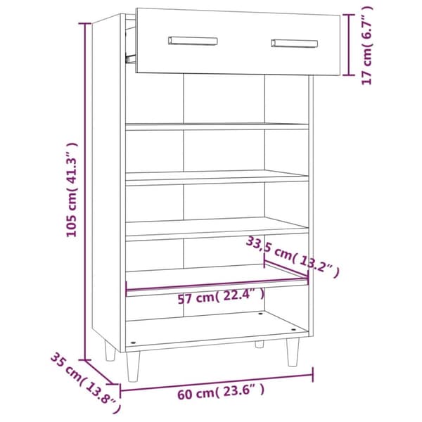 skoreol 60x35x105 cm konstrueret træ sort