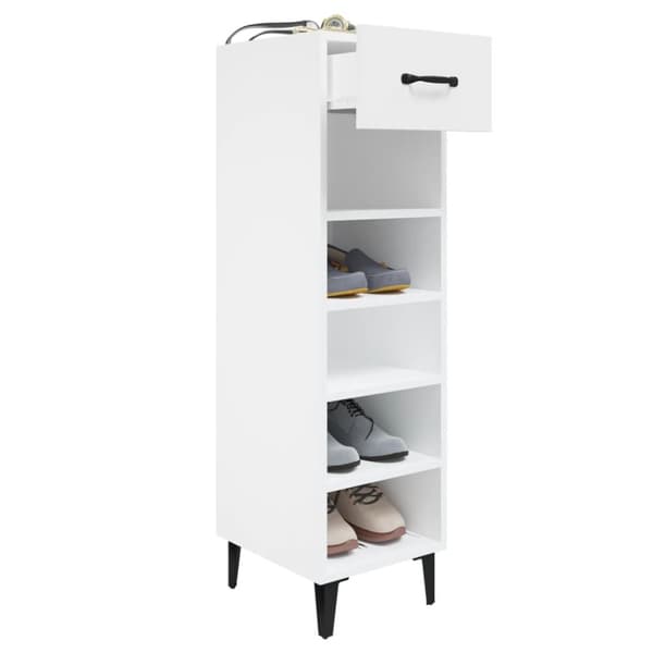 skoreol 30x35x105 cm konstrueret træ hvid højglans