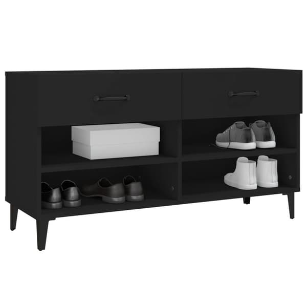 Skoskåp svart 102x35x55 cm konstruerat trä