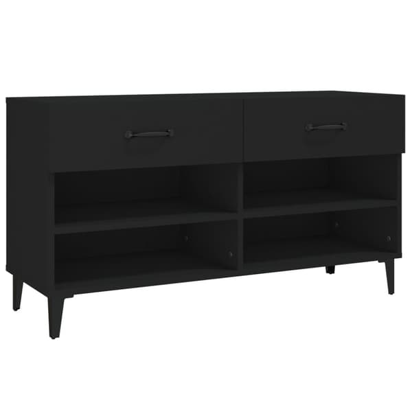 Skoskåp svart 102x35x55 cm konstruerat trä