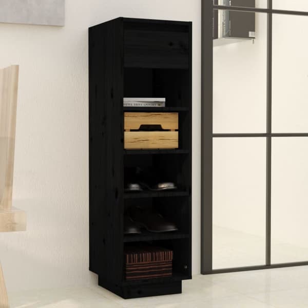 skoreol 34x30x105 cm massivt fyrretræ sort