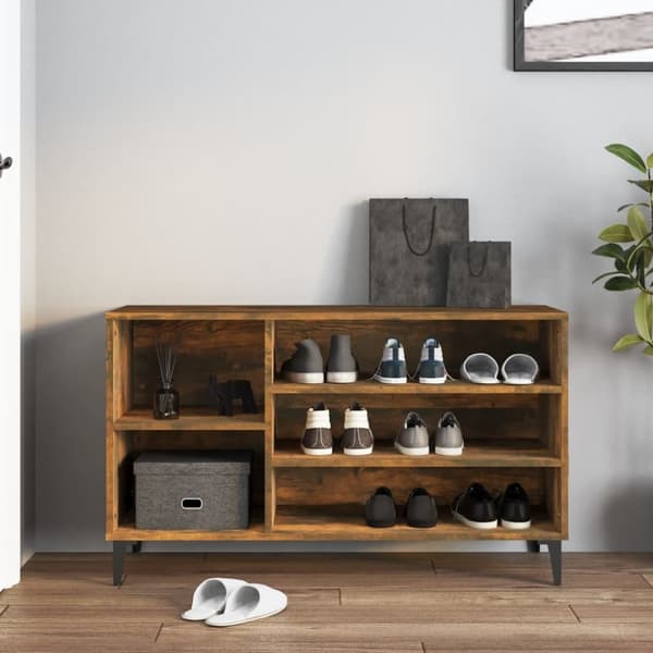skoskab 102x36x60 cm konstrueret træ røget egetræsfarve