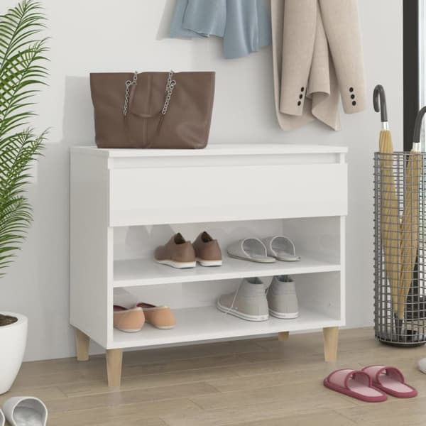 skoreol 70x36x60 cm konstrueret træ hvid højglans