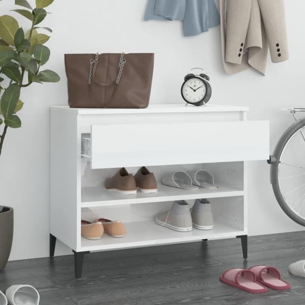 skoreol 70x36x60 cm konstrueret træ hvid højglans