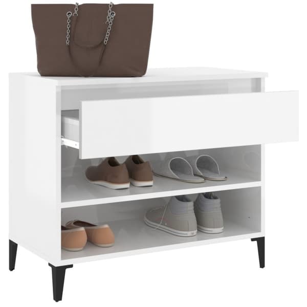 skoreol 70x36x60 cm konstrueret træ hvid højglans