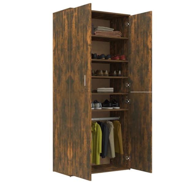 skoskab 80x39x178 cm konstrueret træ røget egetræsfarve