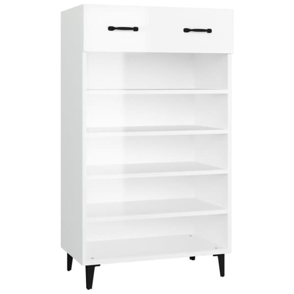 skoskab 60x35x105 cm konstrueret træ hvid højglans