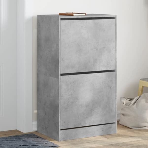 skoskab med 2 vippeskuffer 60x42x108 cm betongrå