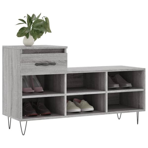 Kenkäkaappi harmaa Sonoma 102x36x60 cm tekninen puu