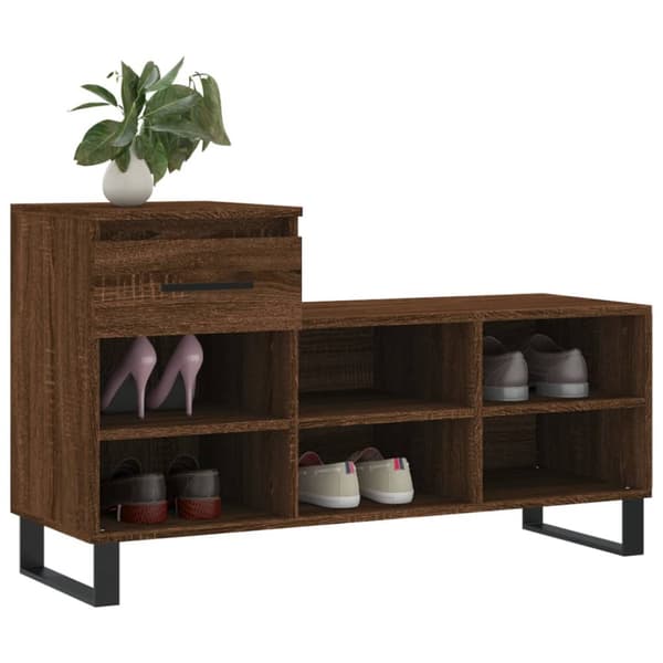 skoskab 102x36x60 cm konstrueret træ brun egetræ