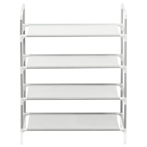 Skohylla med 4 hyllor metall och non-woven tyg silver