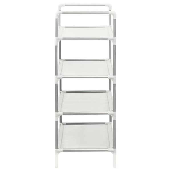 Skohylla med 4 hyllor metall och non-woven tyg silver