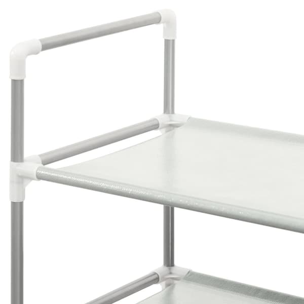 Skohylla med 4 hyllor metall och non-woven tyg silver