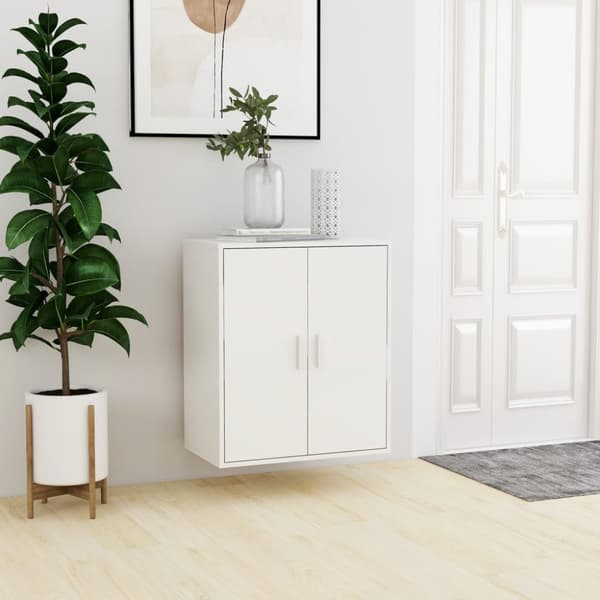 skoskab 60x35x70 cm konstrueret træ hvid højglans