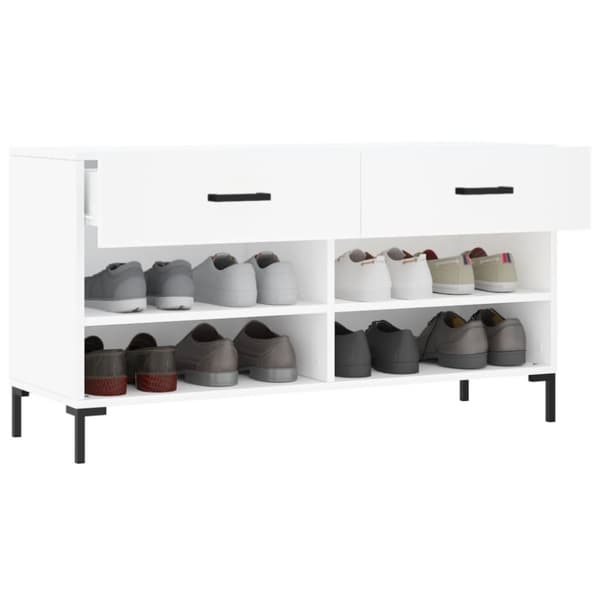 Skobänk vit 102x35x55 cm konstruerat trä
