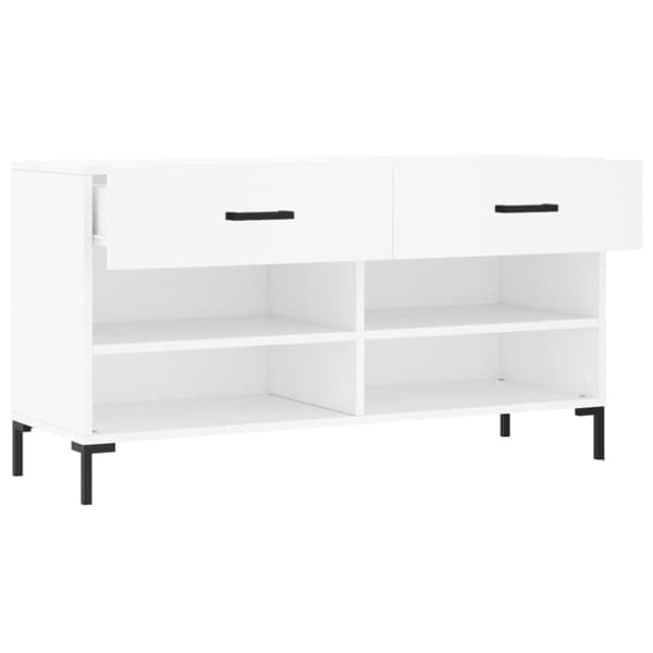 Skobänk vit 102x35x55 cm konstruerat trä