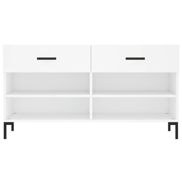 Skobänk vit 102x35x55 cm konstruerat trä