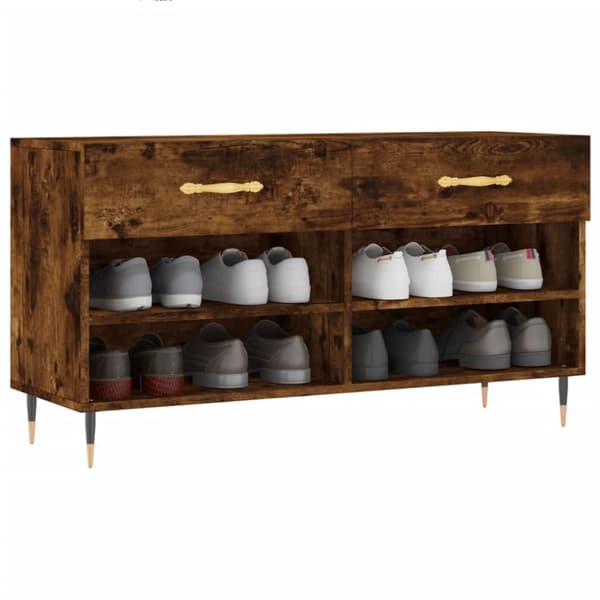 skobænk 102x35x55 cm konstrueret træ røget egetræsfarve