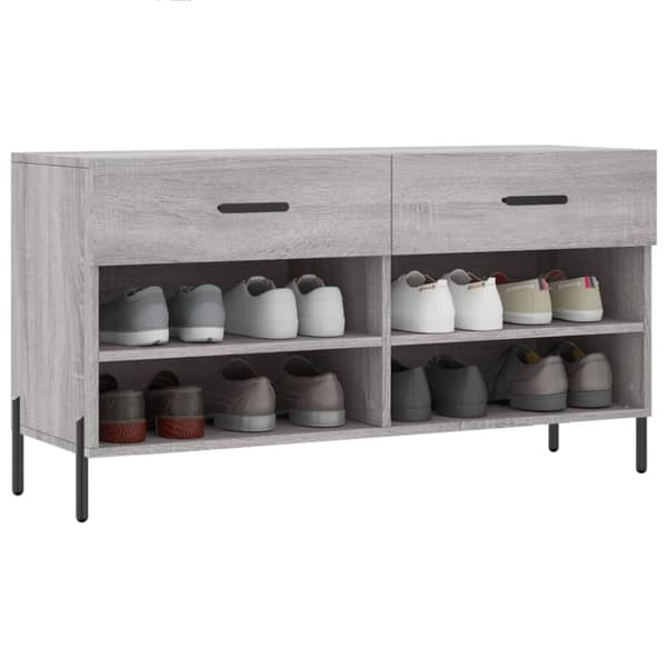 skobænk 102x35x55 cm konstrueret træ grå sonoma-eg