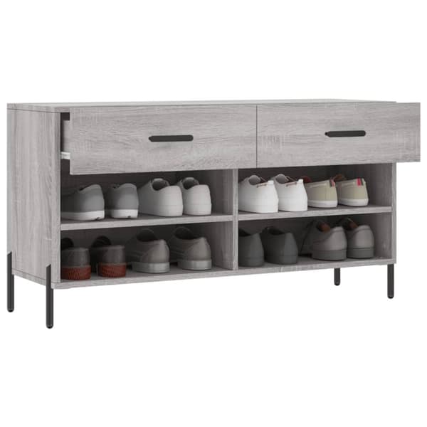 skobænk 102x35x55 cm konstrueret træ grå sonoma-eg
