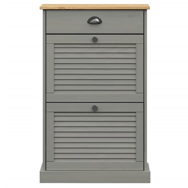 skoskab VIGO 60x35x96 cm massivt fyrretræ grå