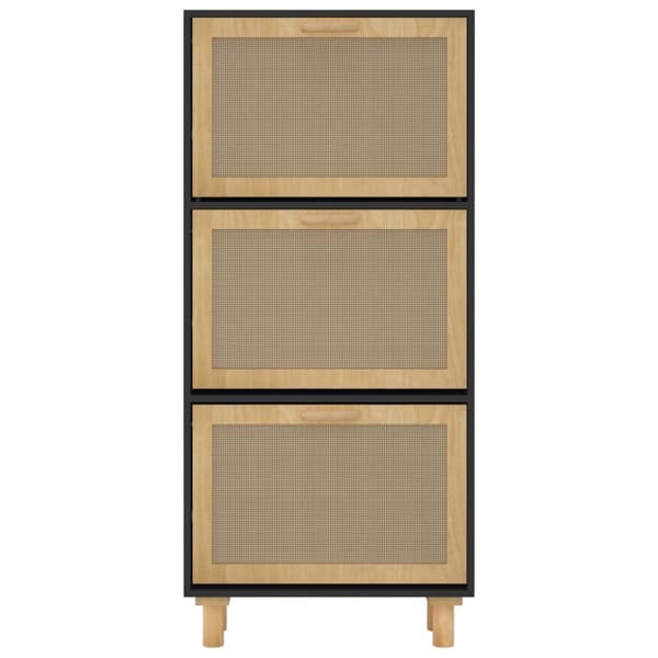 skoskab 52x25x115 cm konstrueret træ og naturlig rattan
