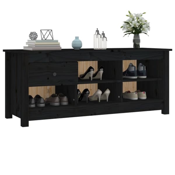 skoreol 110x38x45,5 cm massivt fyrretræ sort
