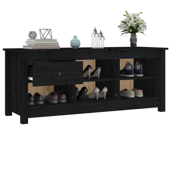 skoreol 110x38x45,5 cm massivt fyrretræ sort