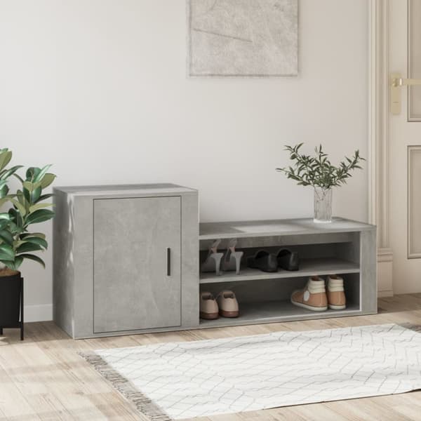 Kenkäkaappi betoninharmaa 130x35x54 cm tekninen puu