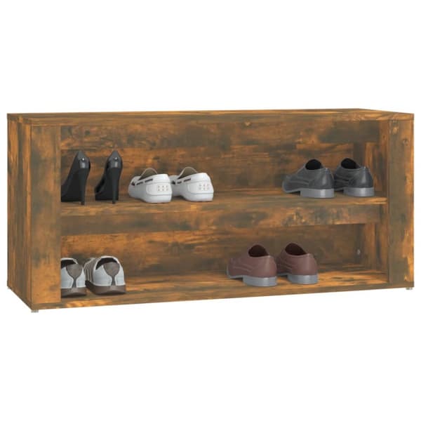 skoreol 100x35x45 cm konstrueret træ røget egetræsfarve