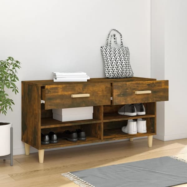 skoreol 102x35x55 cm konstrueret træ røget egetræsfarve