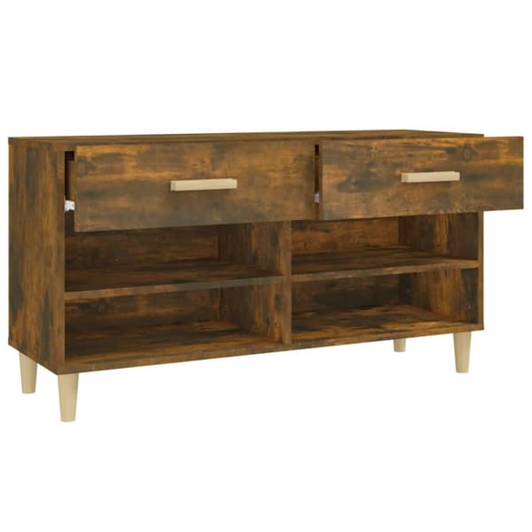 skoreol 102x35x55 cm konstrueret træ røget egetræsfarve